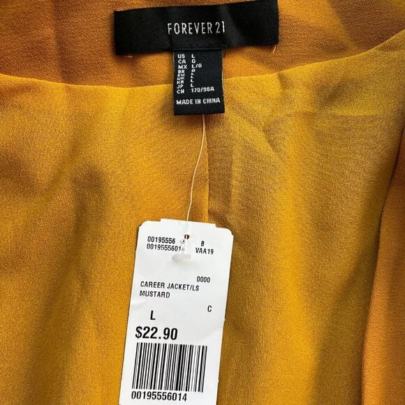 Forever 21 NWT Mustard Yellow Womens Blazer Large - Picture 3 of 4